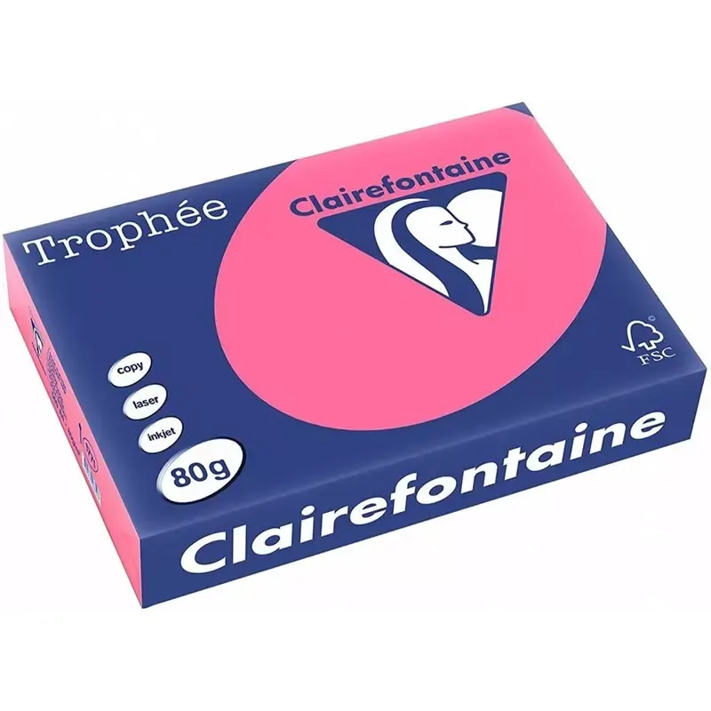 Papier couleur Clairefontaine Trophée A4 80 g rose fuchsia (ramette de 500 feuilles)
