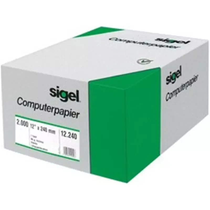 Papier listing Sigel 1 pli blanc 70 g, 180 mm x 8" A5 (2000 feuilles)