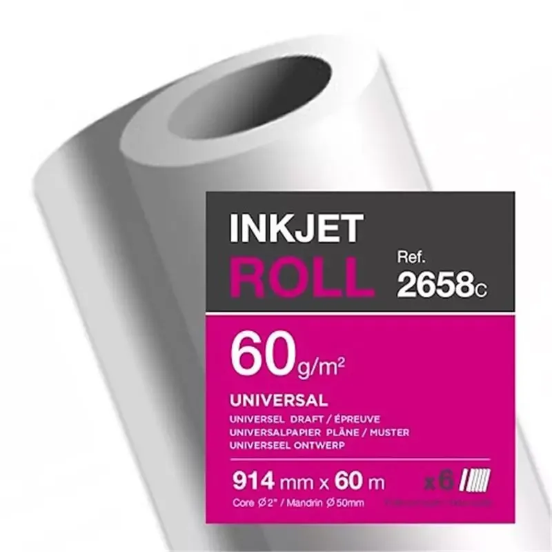 Papier traceur jet d'encre Clairefontaine 60 g/m² rouleau 914 mm x 60 m