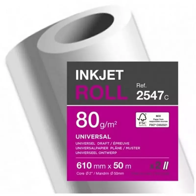 Papier traceur jet d'encre Clairefontaine 80 g/m² rouleau 610 mm x 50 m