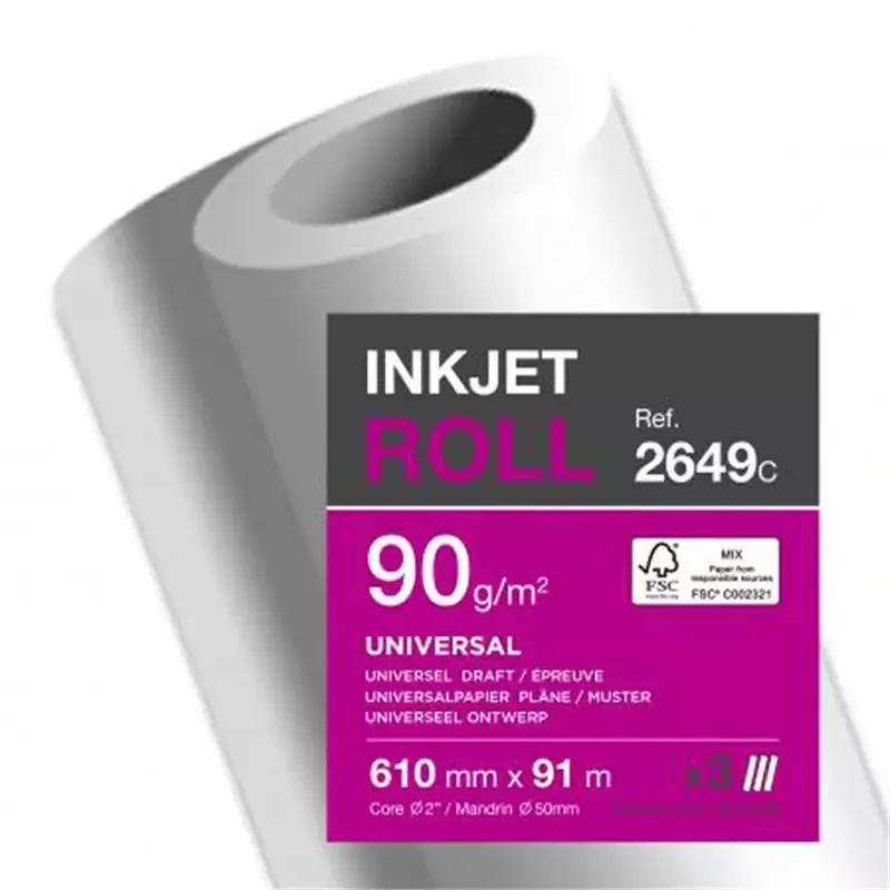 Papier traceur jet d'encre Clairefontaine 90 g/m² rouleau 610 mm x 91 m