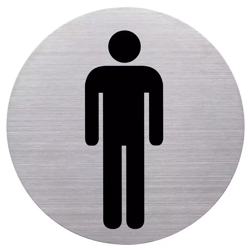 Pictogramme autocollant WC Hommes - acier inoxydable