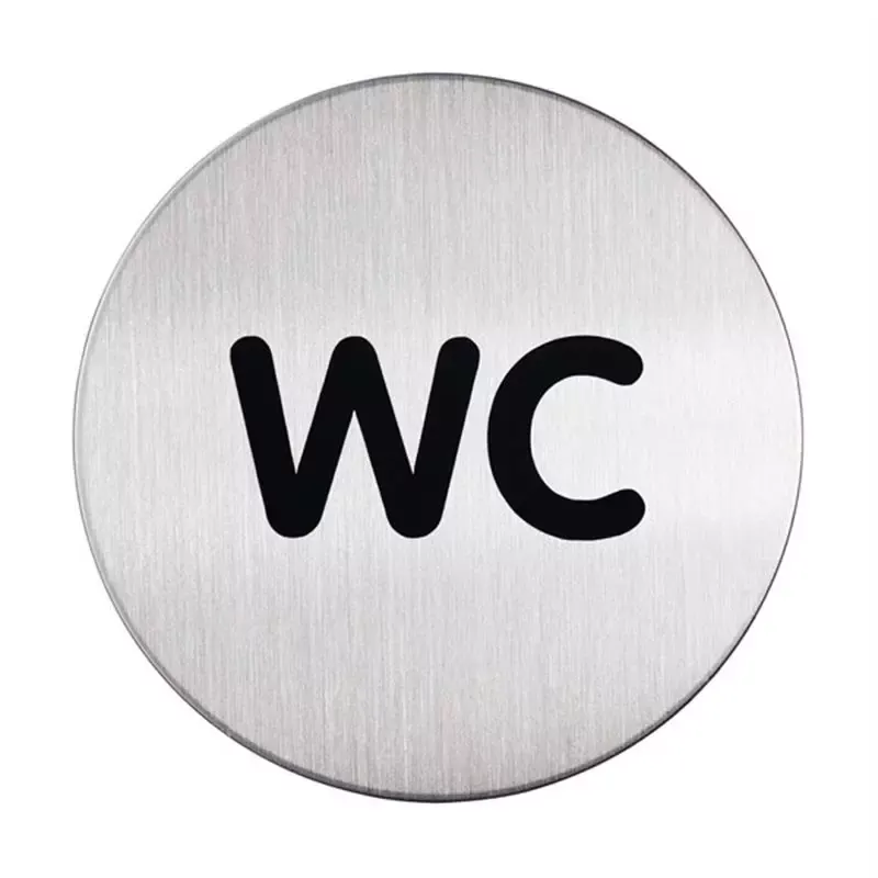 Pictogramme WC Durable adhésif acier inoxydable rond 83 mm argent