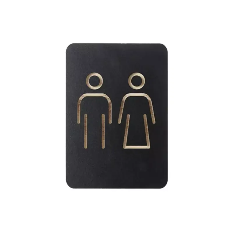 Pictogramme WC hommes et femmes adhésif en contreplaqué noir 105 x 150 mm