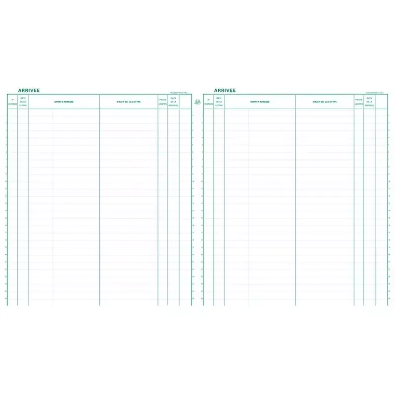 Piqûre Enregistrement du courrier - 320 x 270 mm - 200 pages - 26 lignes - EXACOMPTA