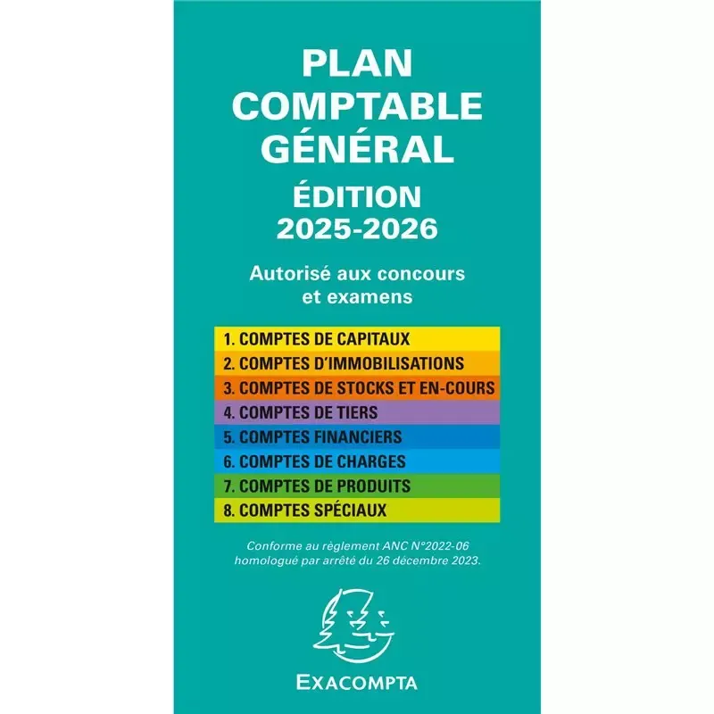 Plan comptable général pédagogique EXACOMPTA - Format 175 x 90 mm - Édition 2025-2026
