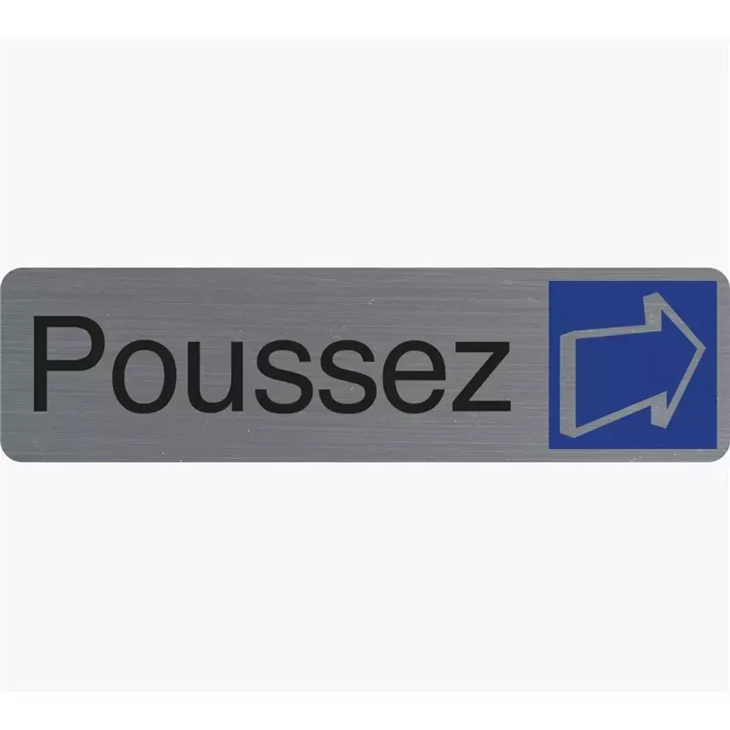 Plaque de porte adhésive imitation aluminium - Poussez