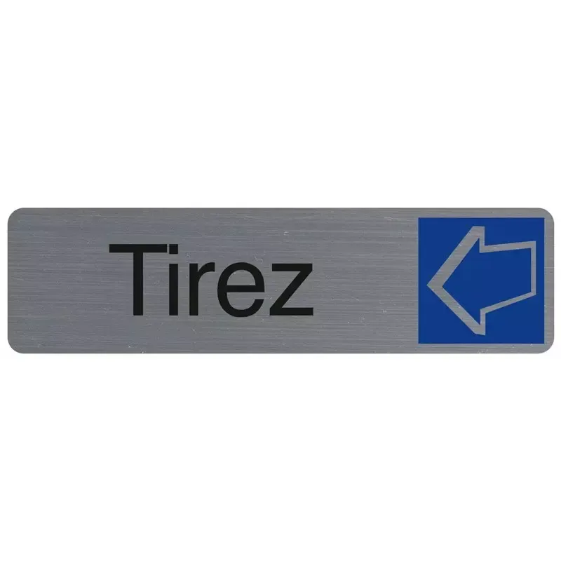 Plaque de porte adhésive imitation aluminium - Tirez