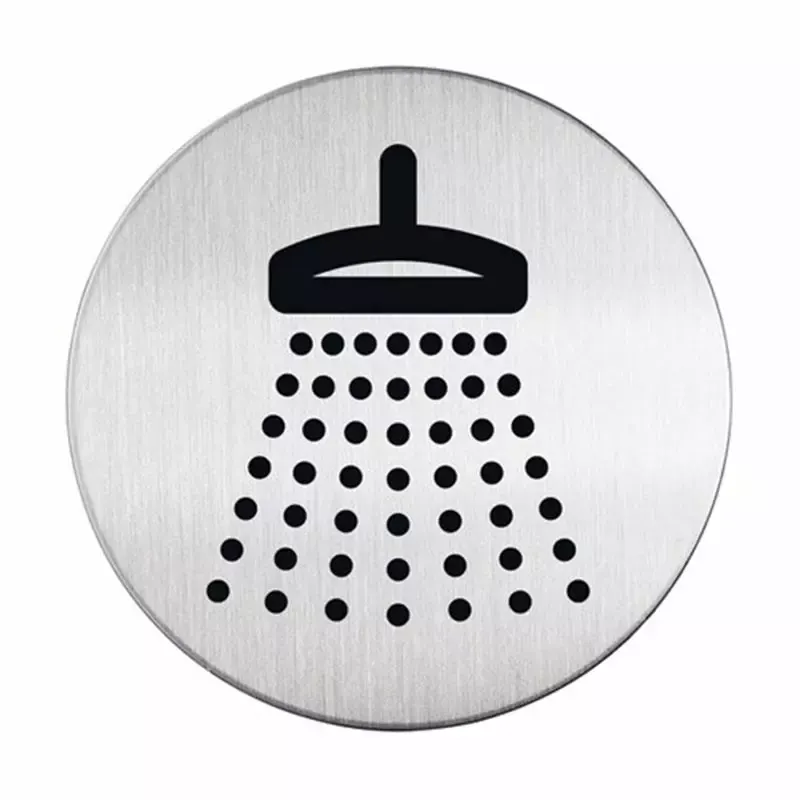 Plaque de signalisation "Douche" pour mur ou porte - diamètre 83 mm