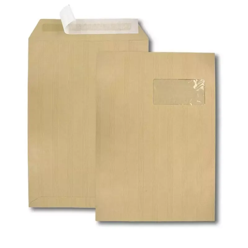 Pochette d'expédition GPV kraft C4 229 x 324 mm 90 g à fenêtre, bande de protection (boîte de 250)