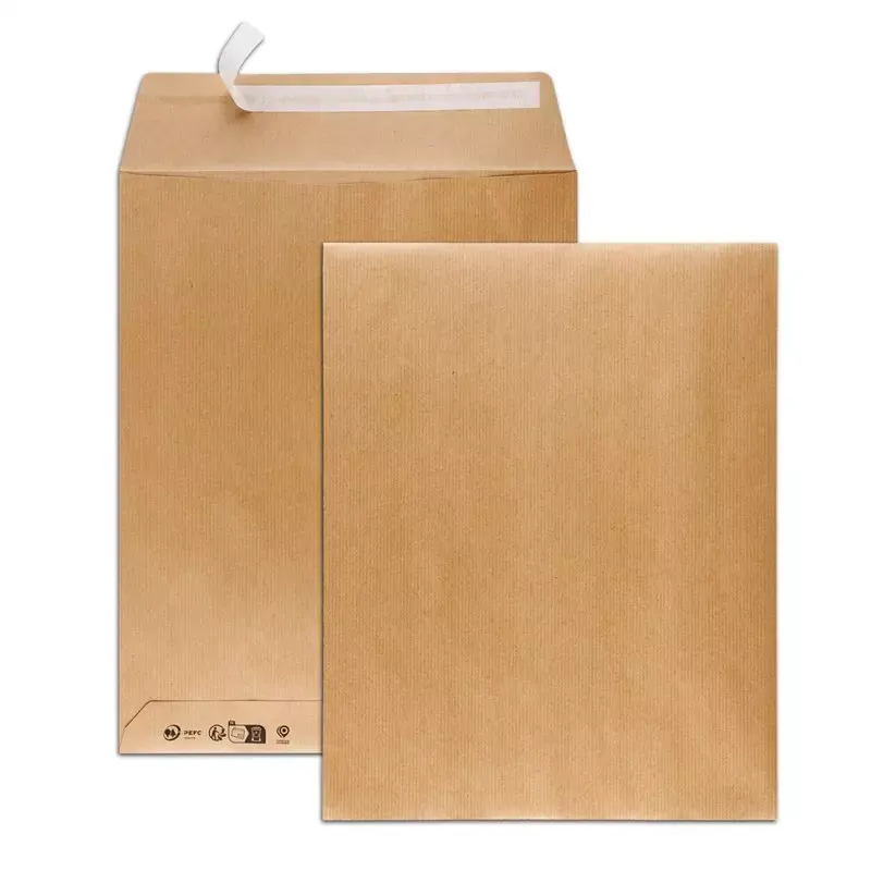 Pochette d'expédition kraft brun 260 x 330 mm, 120 g, bande de protection (boîte de 250)
