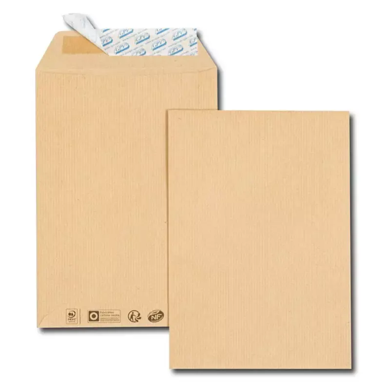 Pochettes d'expédition à bande de protection sans fenêtre - C5 - 162 x 229 mm - 500 pcs - marron