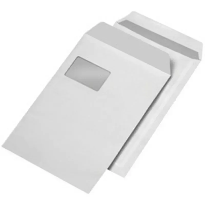 Pochettes d'expédition autocollantes avec fenêtre à gauche - C4 - 100 g - 250 pcs - blanc
