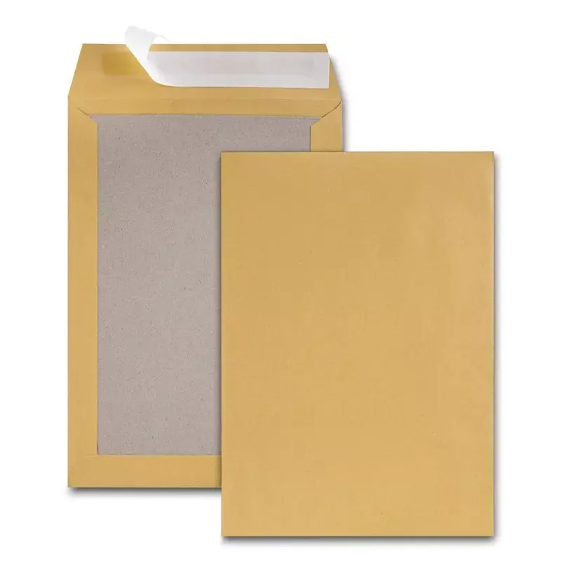 Pochettes dos carton à bande de protection sans fenêtre - C4 - 229x324 mm - 100 pcs - marron