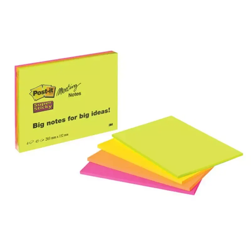Post-it  3M "Super Sticky" - bloc-notes - 149 x 200 - 4 couleurs
