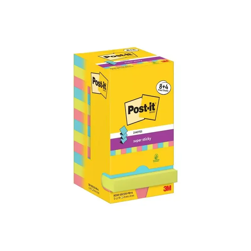 Post-it Bloc-note adhésif Super Sticky Z-Notes, 76 x 76 mm