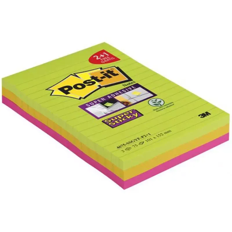 Post-it Bloc-note Super Sticky Notes ligné 101 x 152 mm