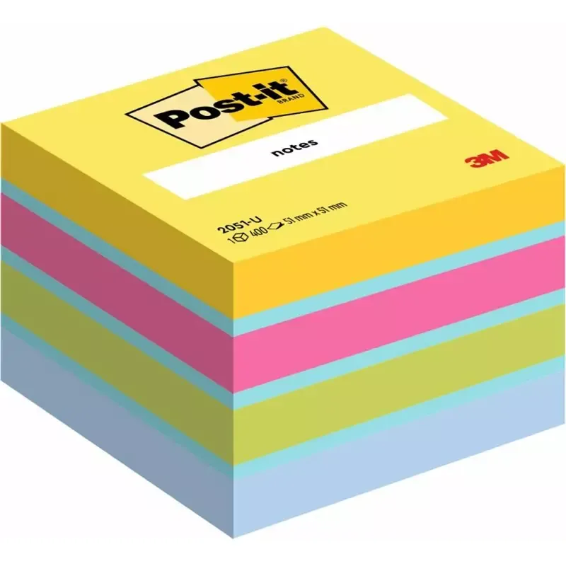 Post-it Cube Notes Mini - Bloc cube adhésif 51 x 51 mm couleurs ultra 400 feuilles