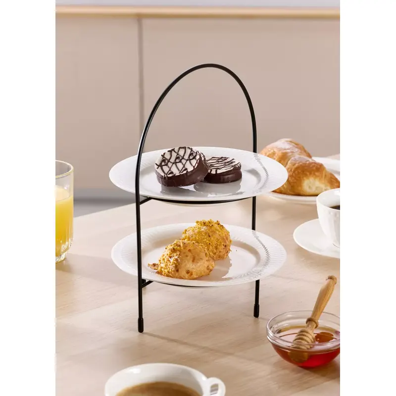 Présentoir assiettes en métal noir