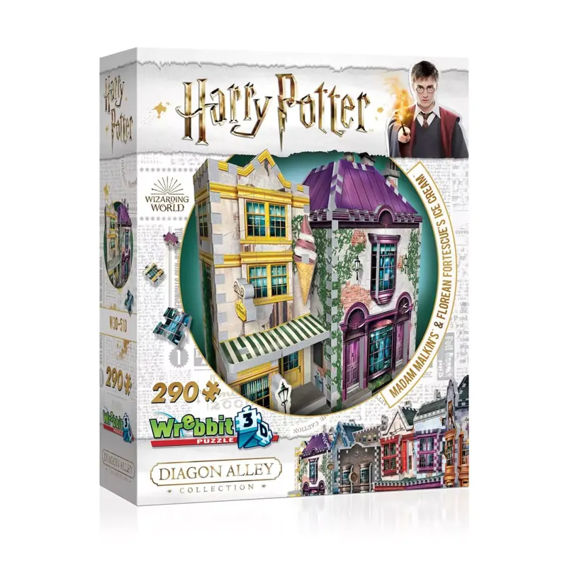 Puzzle 3D Harry Potter Diagon Alley : Boutiques Madame Guipure et Glaces Florian Fortarôme - 290 pièces