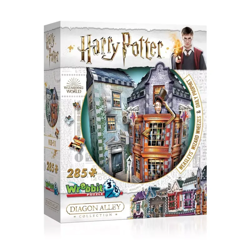 Puzzle 3D Harry Potter Diagon Alley : Boutiques Weasley, farces pour sorciers facétieux et La Gazette du Sorcier - 285 pièces