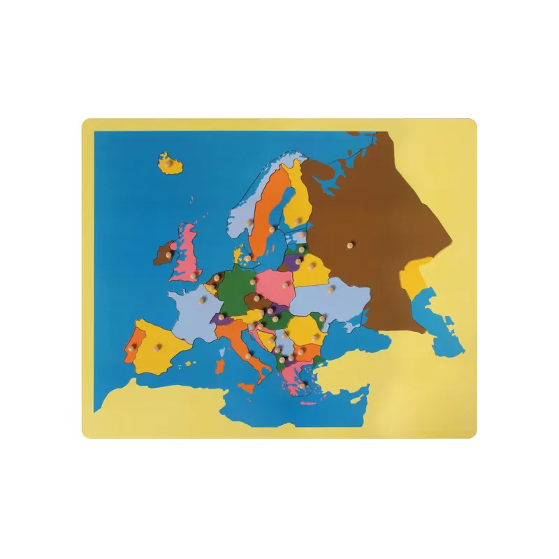 Puzzle Carte de l'Europe Montessori en Bois - Outil Sensoriel d'Apprentissage de la Géographie