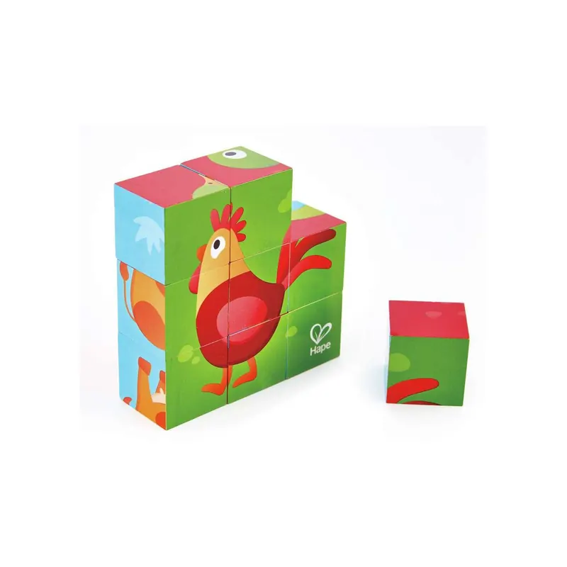 Puzzle Cubes en Bois Animaux de la Ferme | Hape