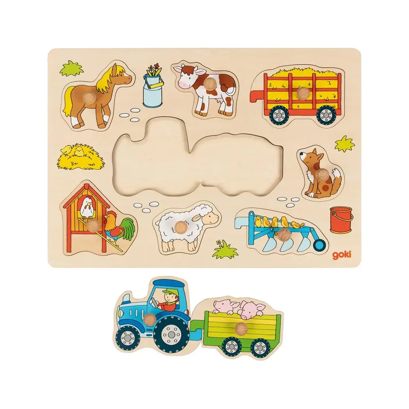 Puzzle de la ferme - tracteur et remorques interchangeables