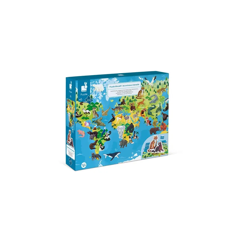 Puzzle éducatif les animaux menacés - 200 pcs Janod