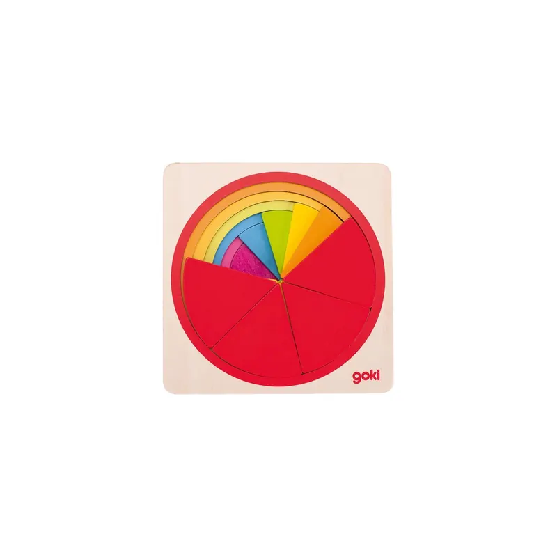 Puzzle fractions Circulaires à 6 Couches - Goki | Puzzle en Bois Éducatif