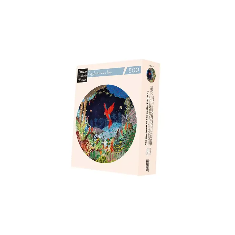 Puzzle Rond Ara Nocturne et ses Petits - 500 pièces