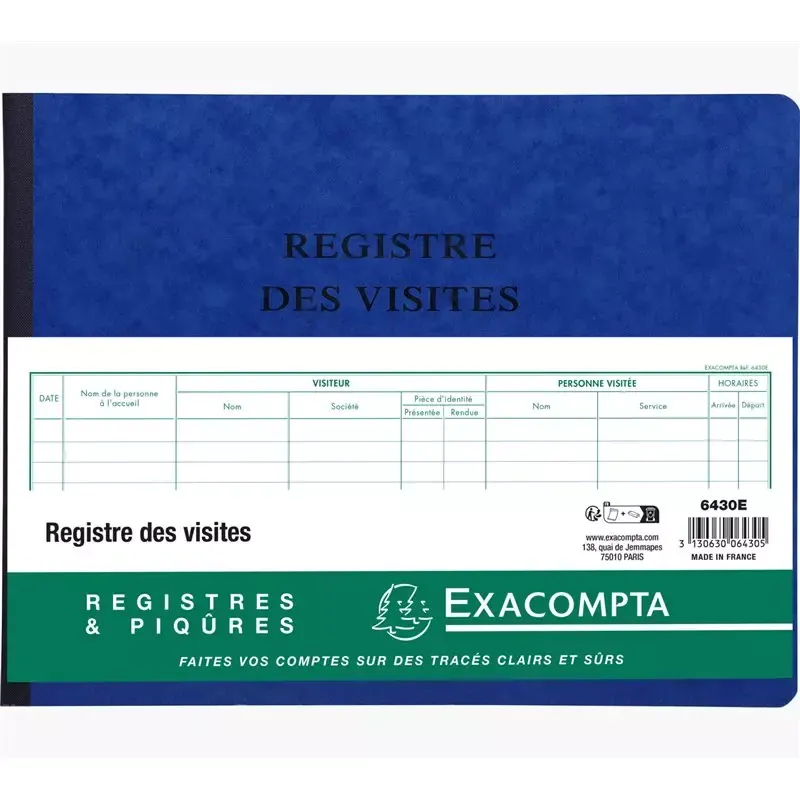 Registre de visite Exacompta 80 pages - 25 lignes