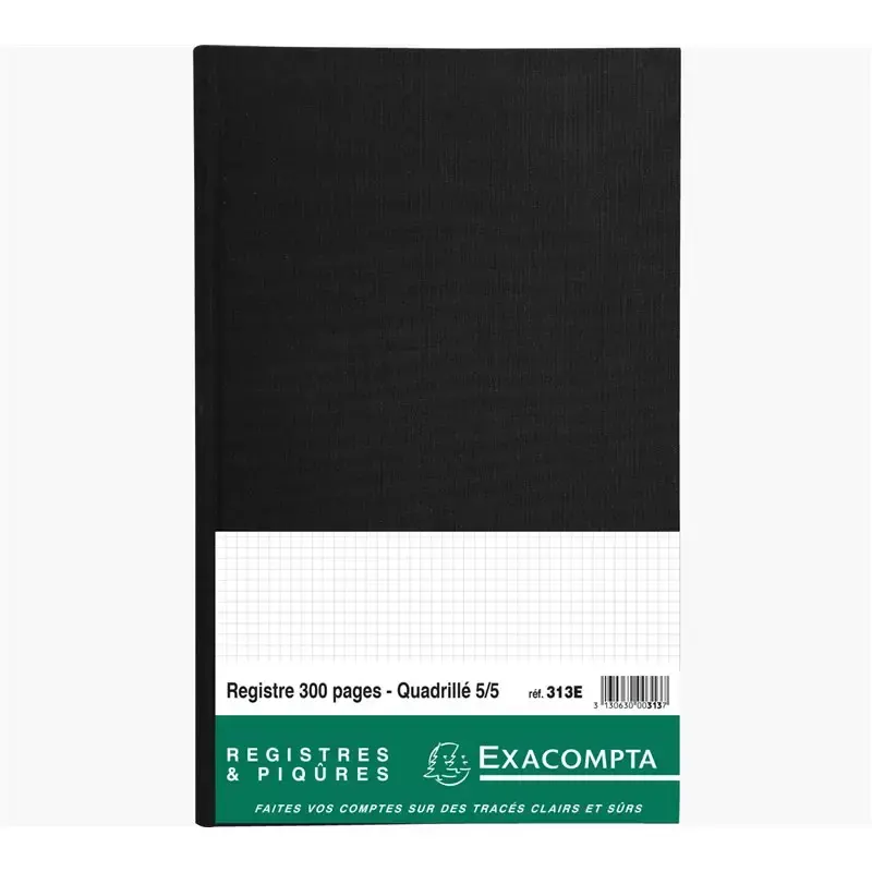 Registre quadrillé Exacompta 300 pages - Toile noire robuste
