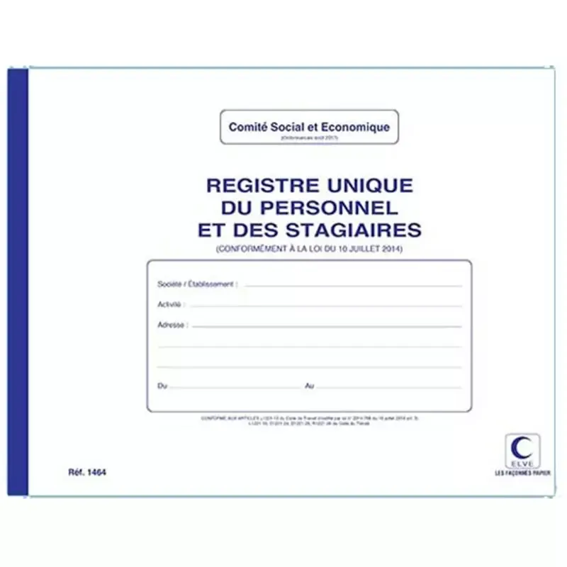 Registre unique du personnel - format A4 - 48 pages