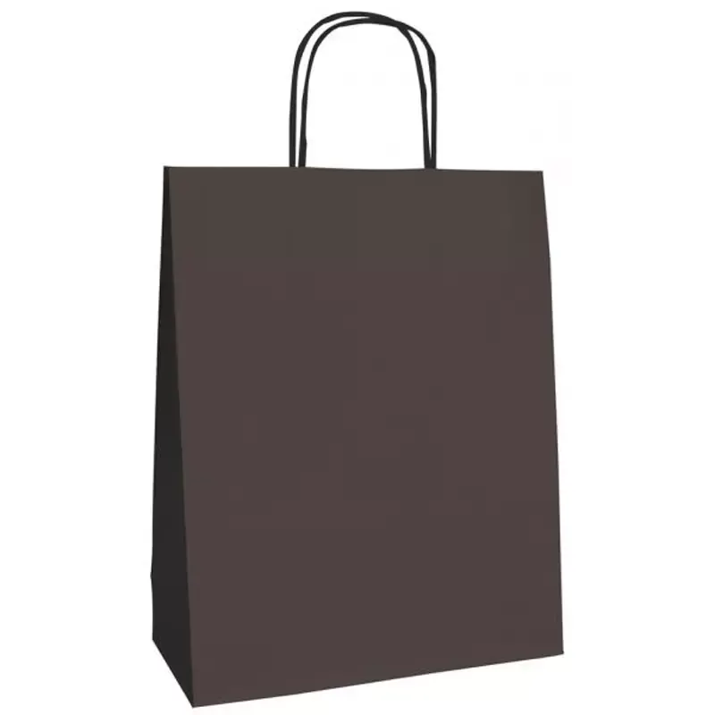 Sac en papier kraft Clairefontaine avec cordelette, grand modèle 220 x 100 x 270 mm, noir (lot de 25)