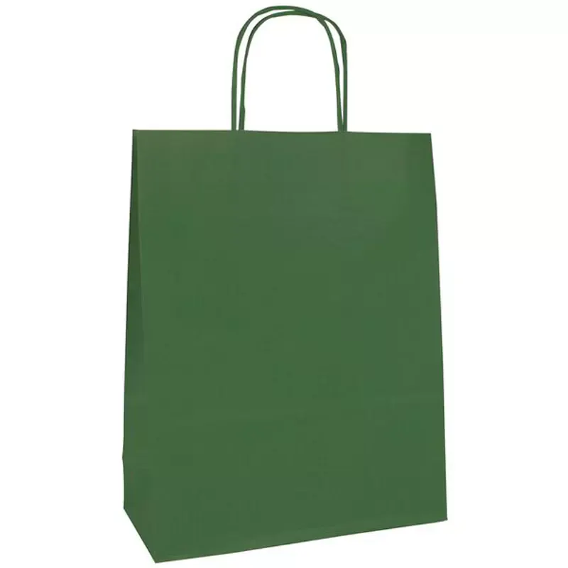 Sac en papier kraft Clairefontaine avec cordelette, petit modèle 160 x 80 x 210 mm, vert (lot de 25)