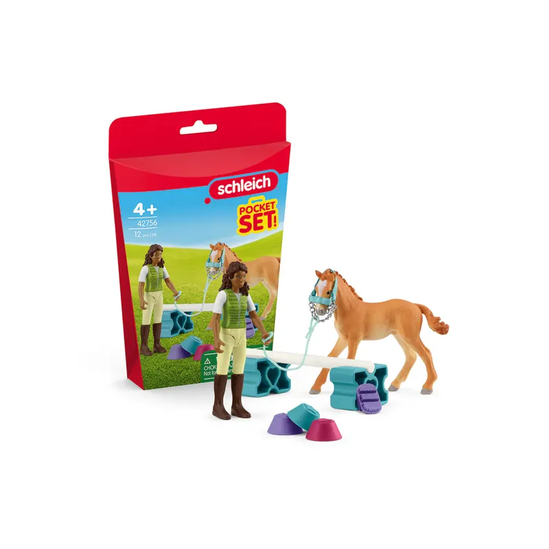 Schleich Pocket Set – Sarah & poulain Tennessee avec accessoires d’entraînement