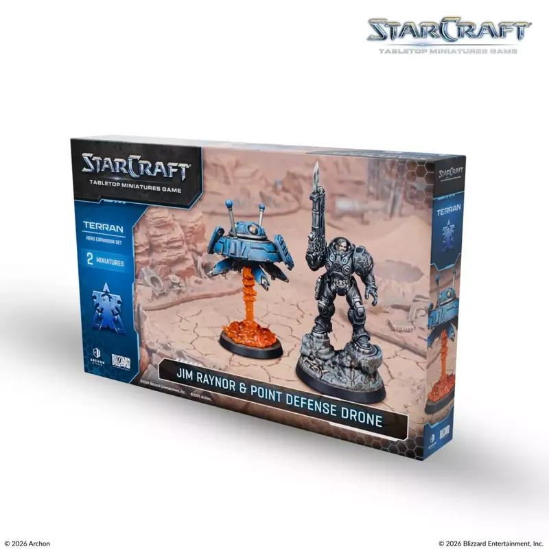 StarCraft - Tabletop Miniatures Game - Jim Raynos & Point Defense Drone - Terran Hero Expansion Set - Version Anglaise