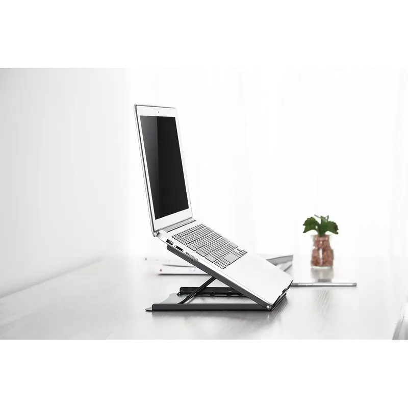 Support ergonomique pour ordinateur portable, en acier, noir