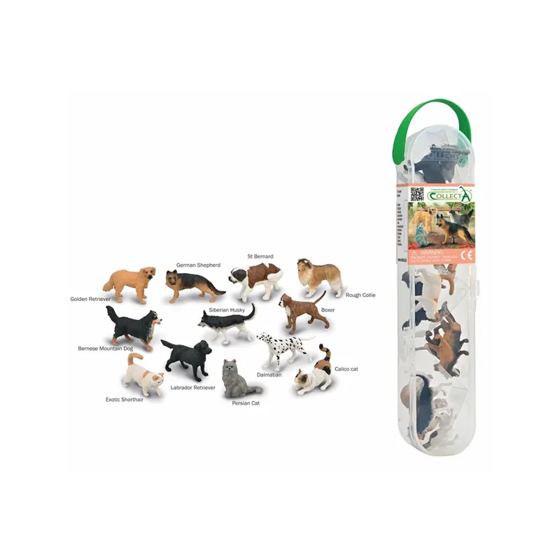 Tube 12 Figurines Mini Chiens et Chats - CollectA A1232