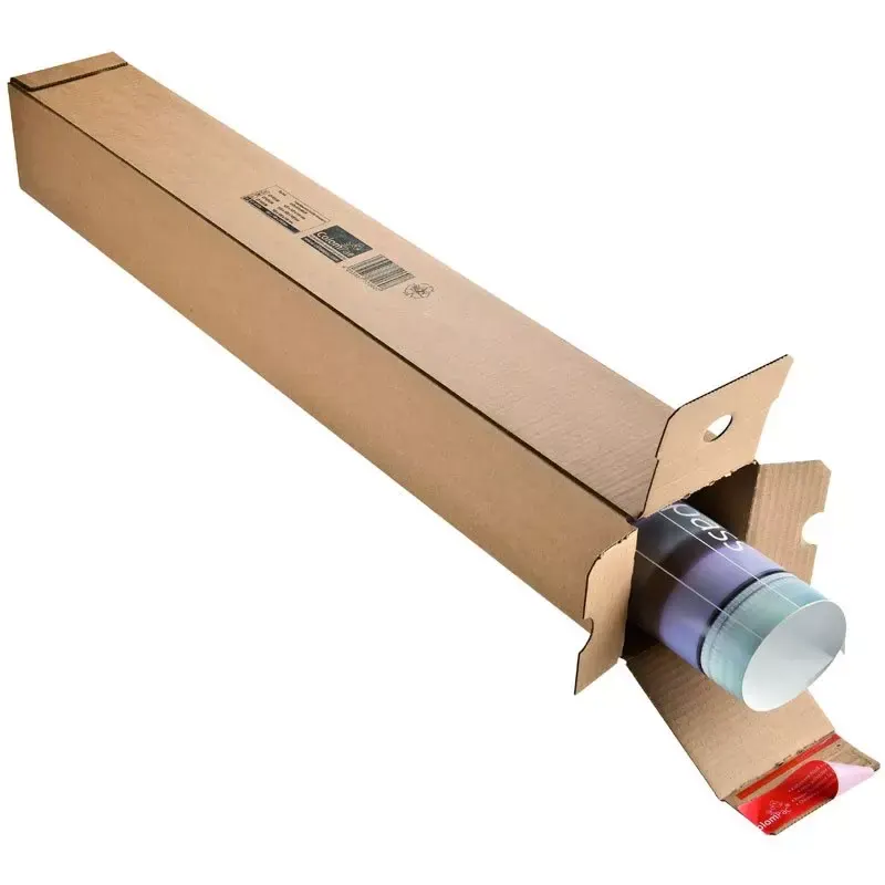 Tube d'expédition carré pour plans A0, longueur 860 mm, carton marron