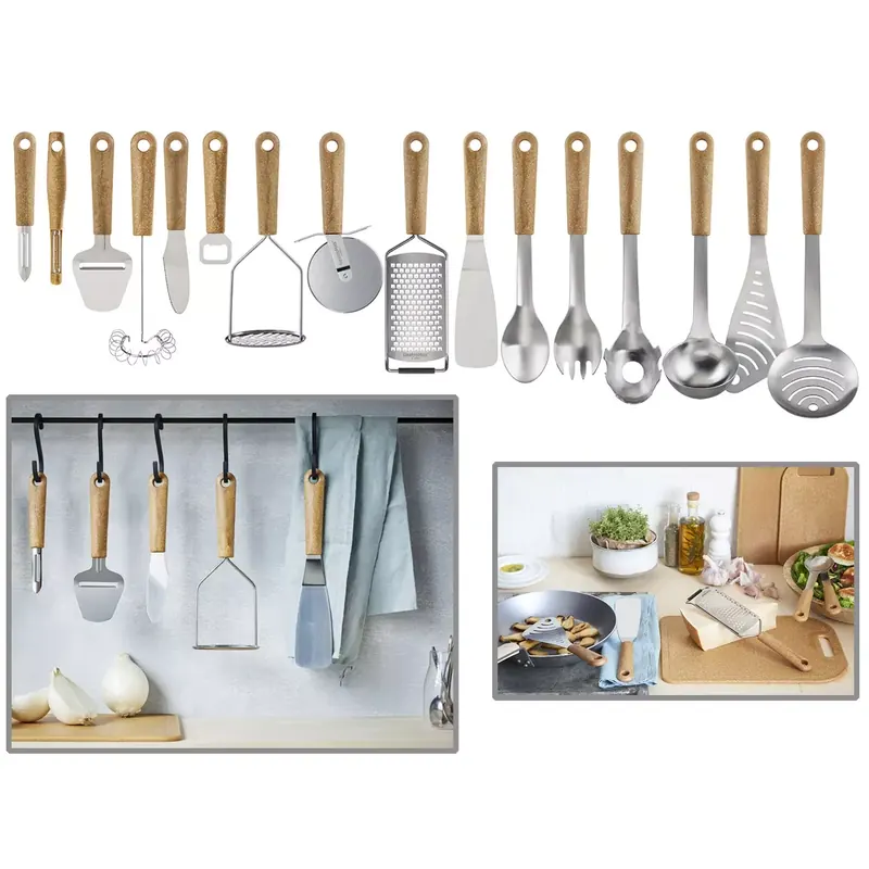 Ustensiles cuisine inox avec manche biosourcé
