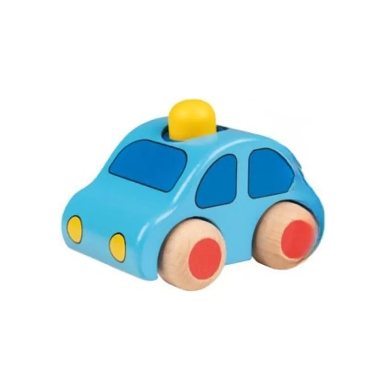 Voiture en bois avec klaxon bleu clair - Jouet pour bébé 1 an