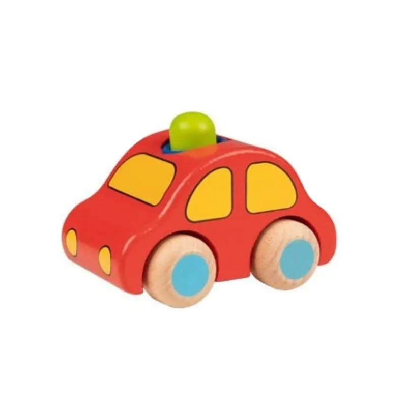 Voiture en bois avec klaxon rouge - Jouet pour bébé 1 an