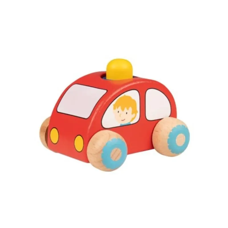 Voiture en bois rouge avec klaxon - Jouet pour bébé 1 an