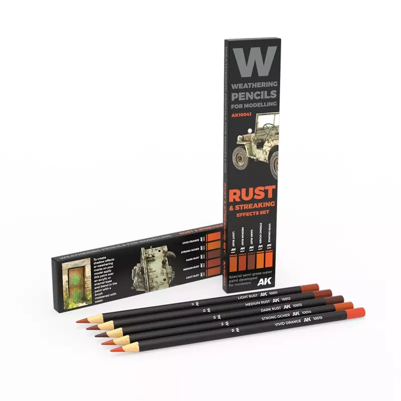 Weathering Watercolor Pencils Set : Rust & Streaking Effects Set - AK Interactive