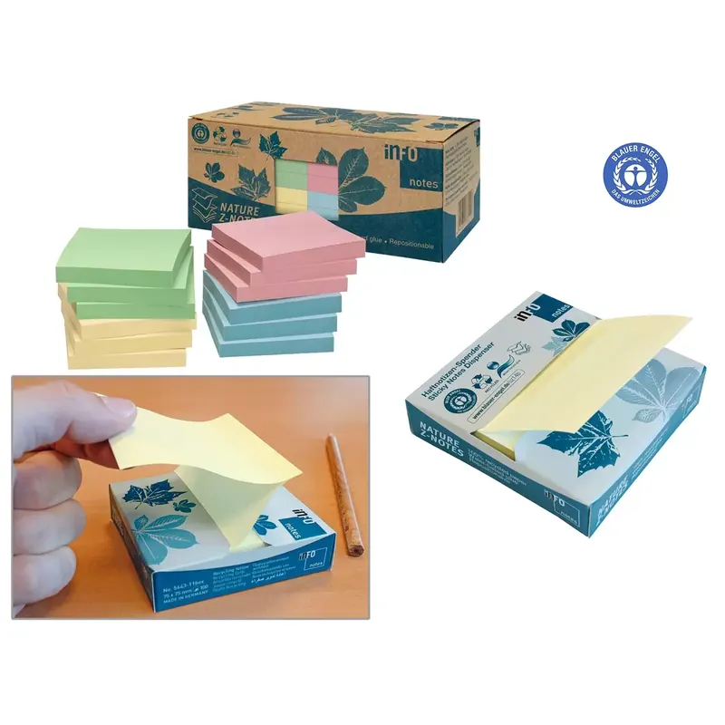 Z-notes repositionnables, papier 100% recyclé